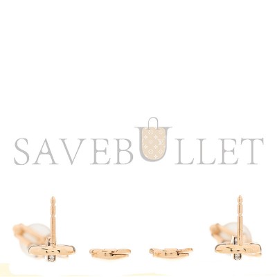 HERMÈS 18K ROSE GOLD DIAMOND PEARL PM CHANDRA DROP EARRINGS 